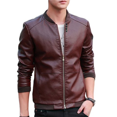 2019 Autumn Winter Men's Leather Coat Korean Slim Fit Leather Jackets Size M-4XL Fashion Casual Outwear for Man Jacket