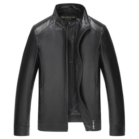HEFLASHOR 2020 New Autumn Winter Men Leather Jacket Stand Collar Plus Velvet Thick Warm Leather Jacket Men Social Mens Jackets