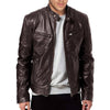2019 Men Jacket New Men Motocycle Jacket 2019 Trendy Streetwear Stand Collar PU Leather Slim Fit Jacket Casual Autumn Coats