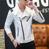 PU Mens Leather Jacket Classic Design New 2019 Fashion Red White Black Autumn Slim Zipper Biker Jacket Men Faux Leather Coat