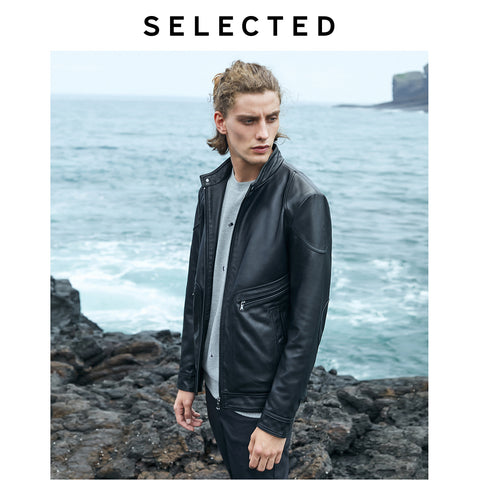 SELECTED Men A/W Sheepskin Stand-up Collar Genuine Leather Coats Zip-through Clothes Leather Jacket S | 419410501