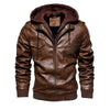 New Mens Autumn Winter Motorcycle Leather Jacket Men Warm Windbreaker Hooded PU Jackets Male Outwear PU Baseball Jackets m-4XL