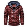 New Mens Autumn Winter Motorcycle Leather Jacket Men Warm Windbreaker Hooded PU Jackets Male Outwear PU Baseball Jackets m-4XL