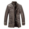 Hot High quality winter men's coat warm jacket Retro men's leather jacket Plus velvet motorcycle windproof PU leather
