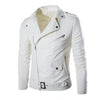 2018 Brand Autumn Spring Casual Zipper  Leather Jacket Motorcycle Leather Jacket Slim  Mens Jackets And Coats Black White